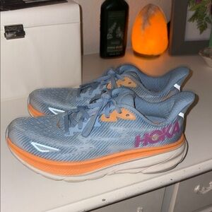 Pink and Blue HOKA Clifton 9